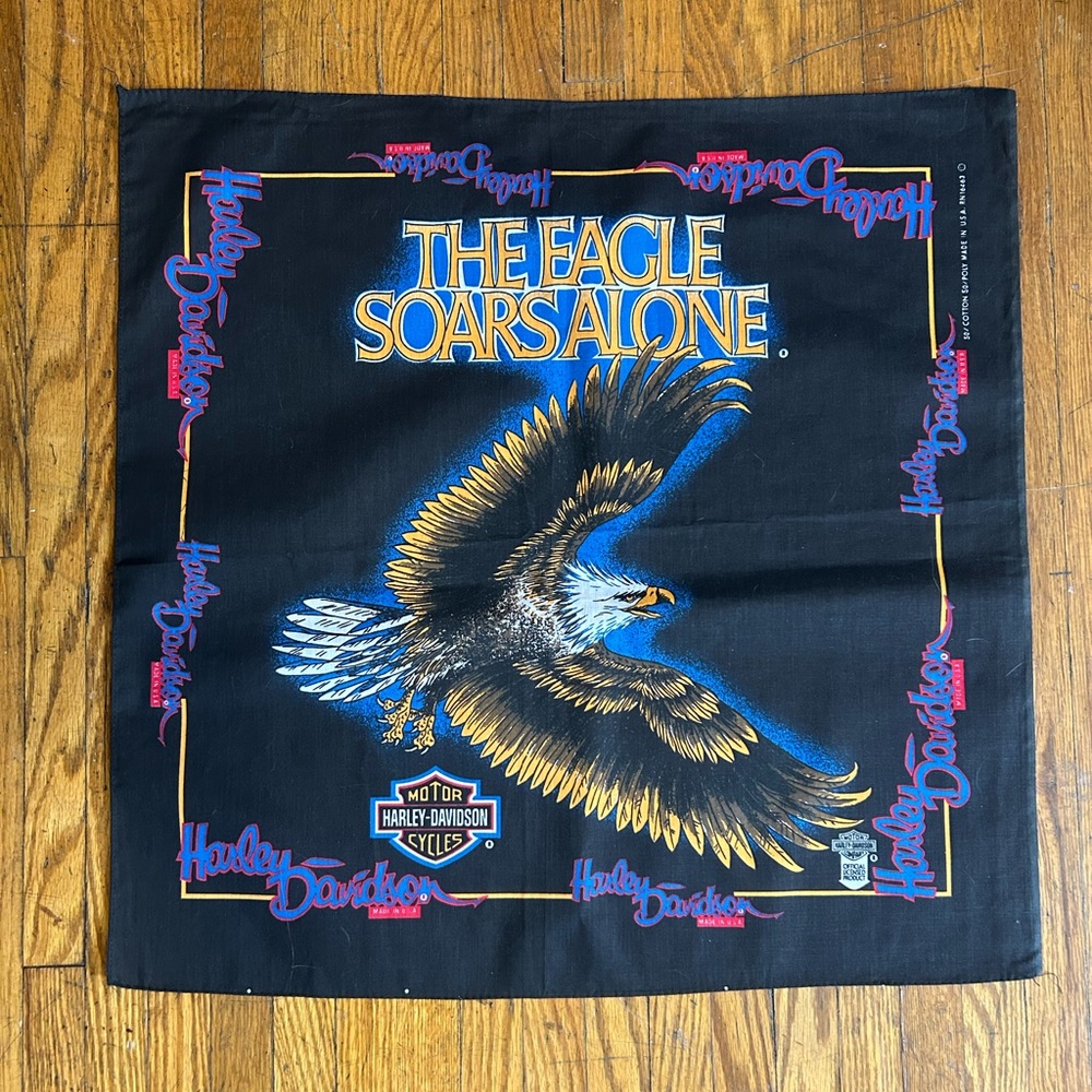 Vintage 70s Harley-Davidson Bandana “The Eagle Soars” officially licensed USA
